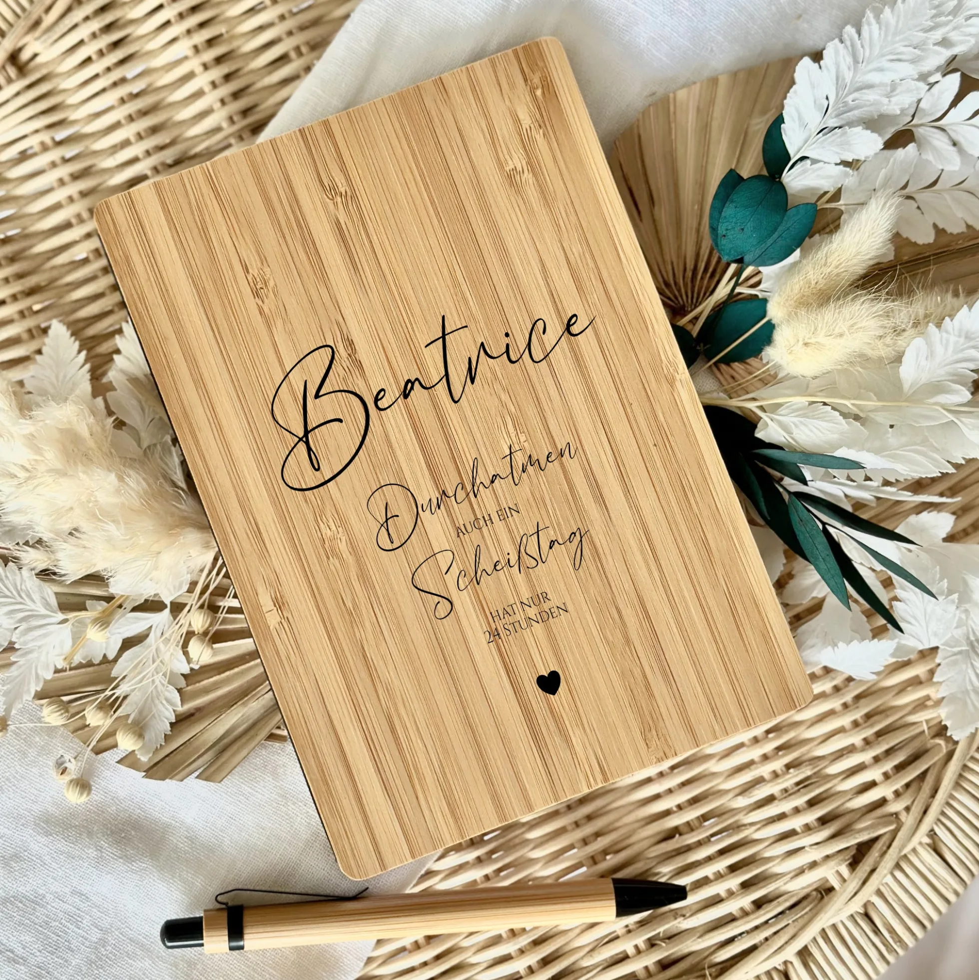 Notizbuch "Durchatmen" Tagebuch mit Namen Spruch A5 Journal Mädchen Frauen Männer Teenager Geschenk Schreibheft Journal Kugelschreiber