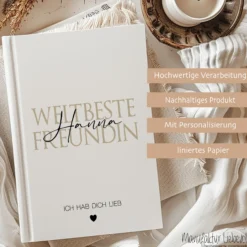 Notizbuch Freundin Geschenk mit Namen personalisiertes Notizheft weltbeste Freundin, weltbester Freund, Partner, Herzensmensch