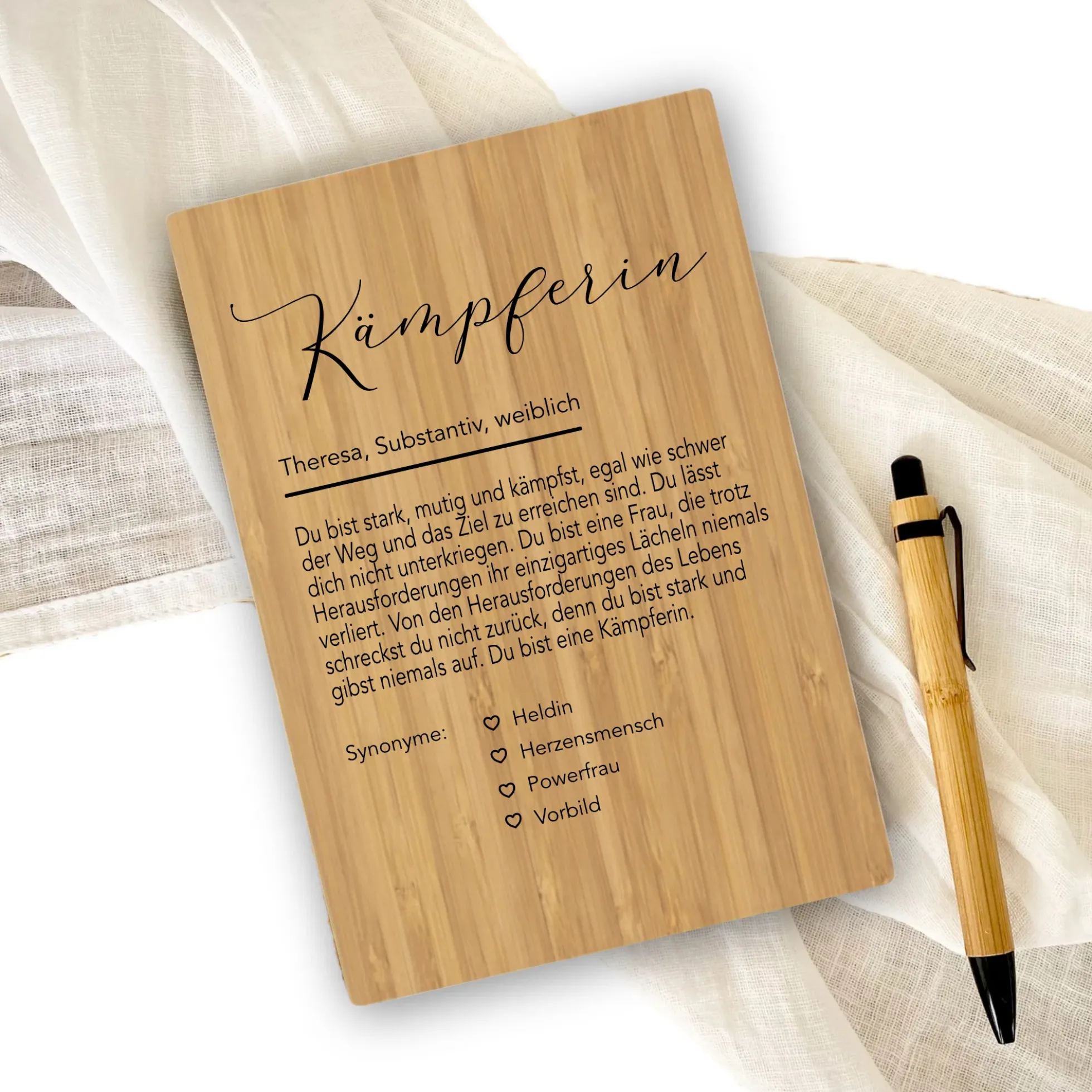 Notizbuch Kämpferin mit Namen Definition Geschenk Frau Freundin Tochter Personalisiert Tagebuch Notizheft Journal