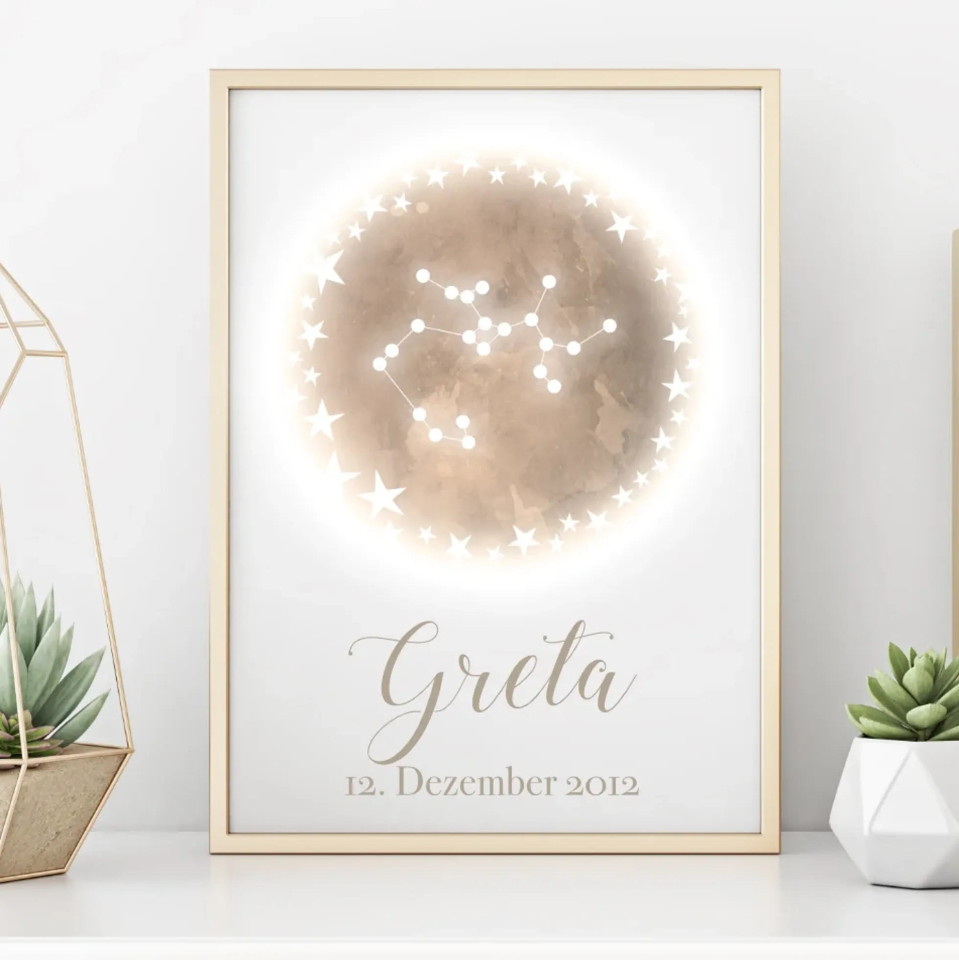 Originelles Geschenk zum Geburtstag | Personalisiertes Poster mit Sternzeichen, Namen und Geburtsdatum | Persönliches Geburtstagsgeschenk | 12 Sternzeichen zur Auswahl
