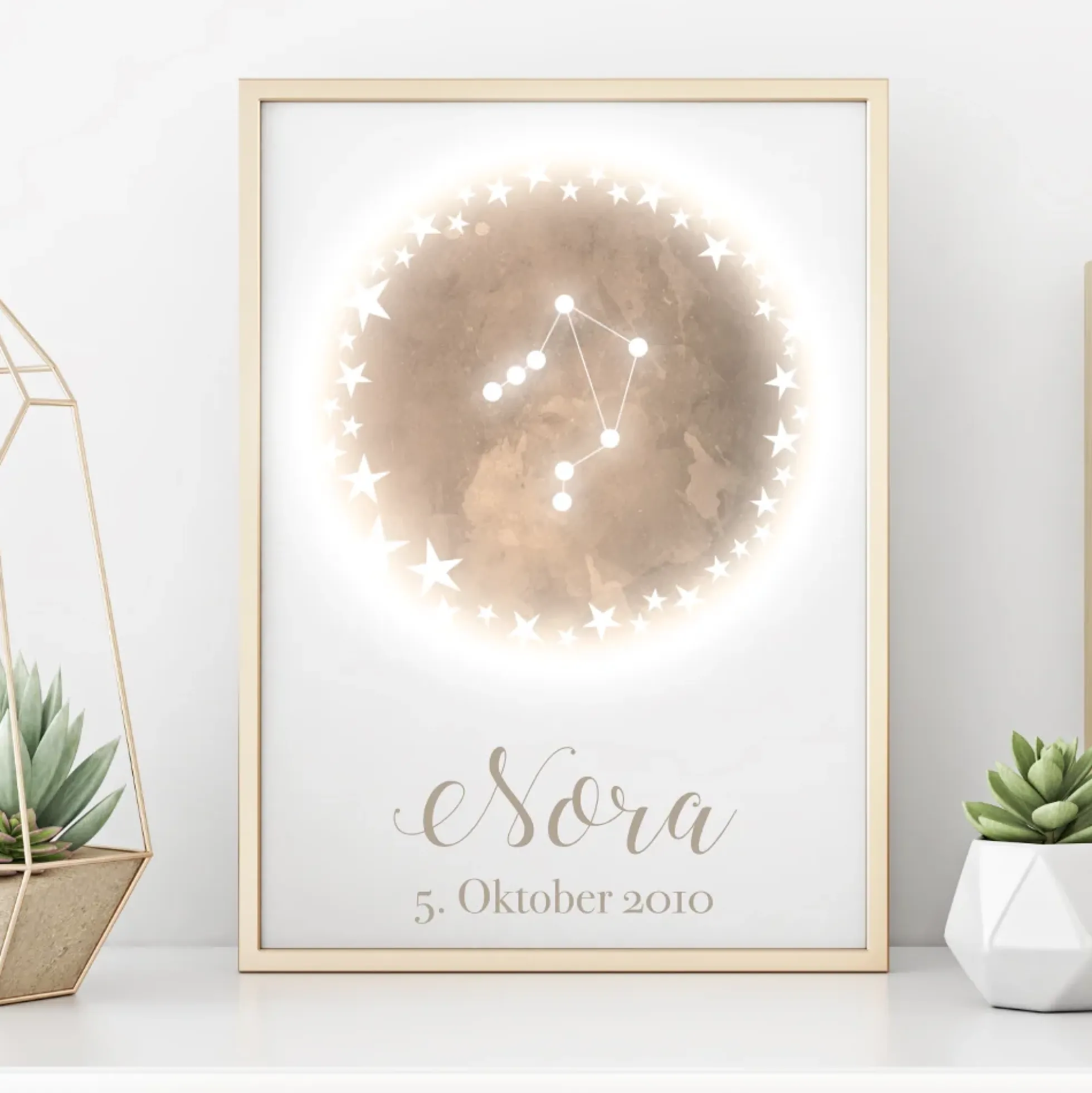 Originelles Geschenk zum Geburtstag | Personalisiertes Poster mit Sternzeichen, Namen und Geburtsdatum | Persönliches Geburtstagsgeschenk | 12 Sternzeichen zur Auswahl