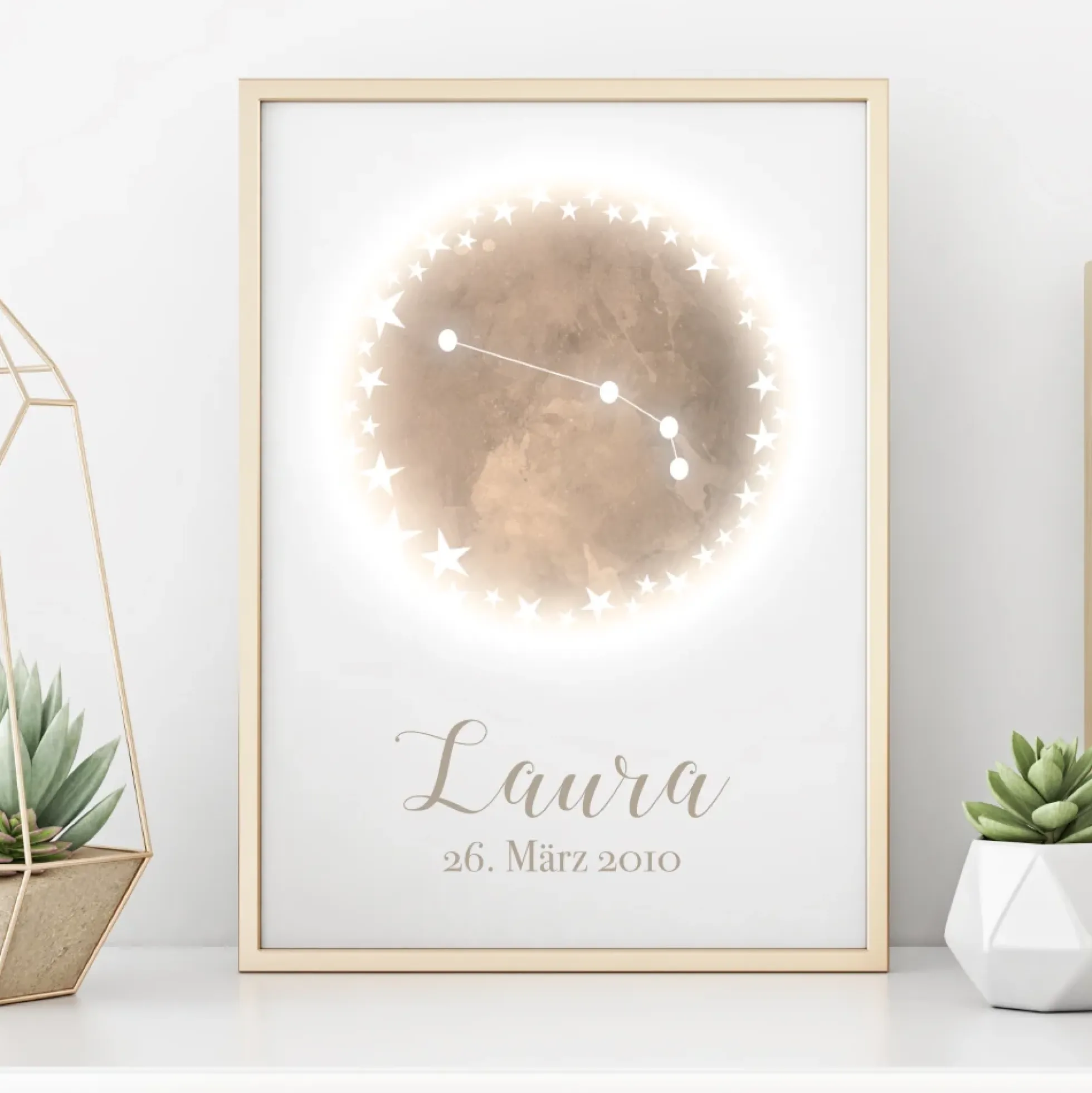 Originelles Geschenk zum Geburtstag | Personalisiertes Poster mit Sternzeichen, Namen und Geburtsdatum | Persönliches Geburtstagsgeschenk | 12 Sternzeichen zur Auswahl