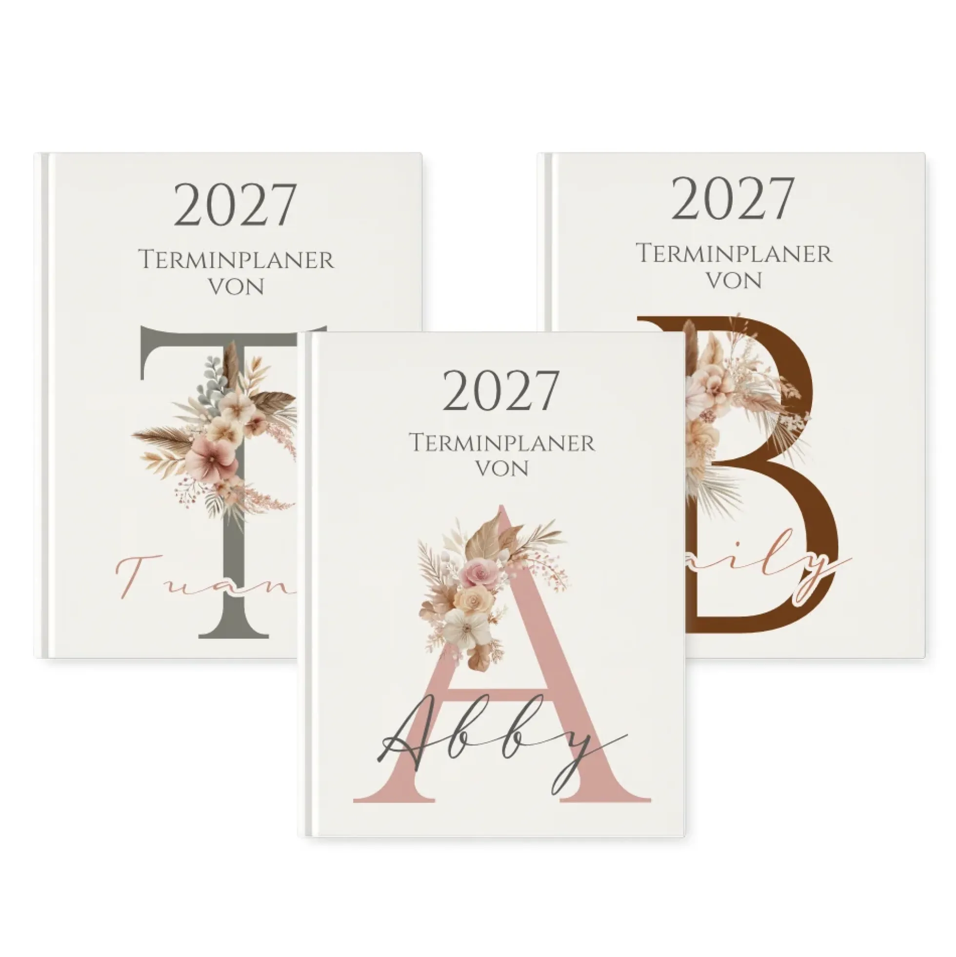 Personaliserter Buchkalender 2027 Din A5 | Hardcover Terminplaner mit Name | Wochenplaner Weiß