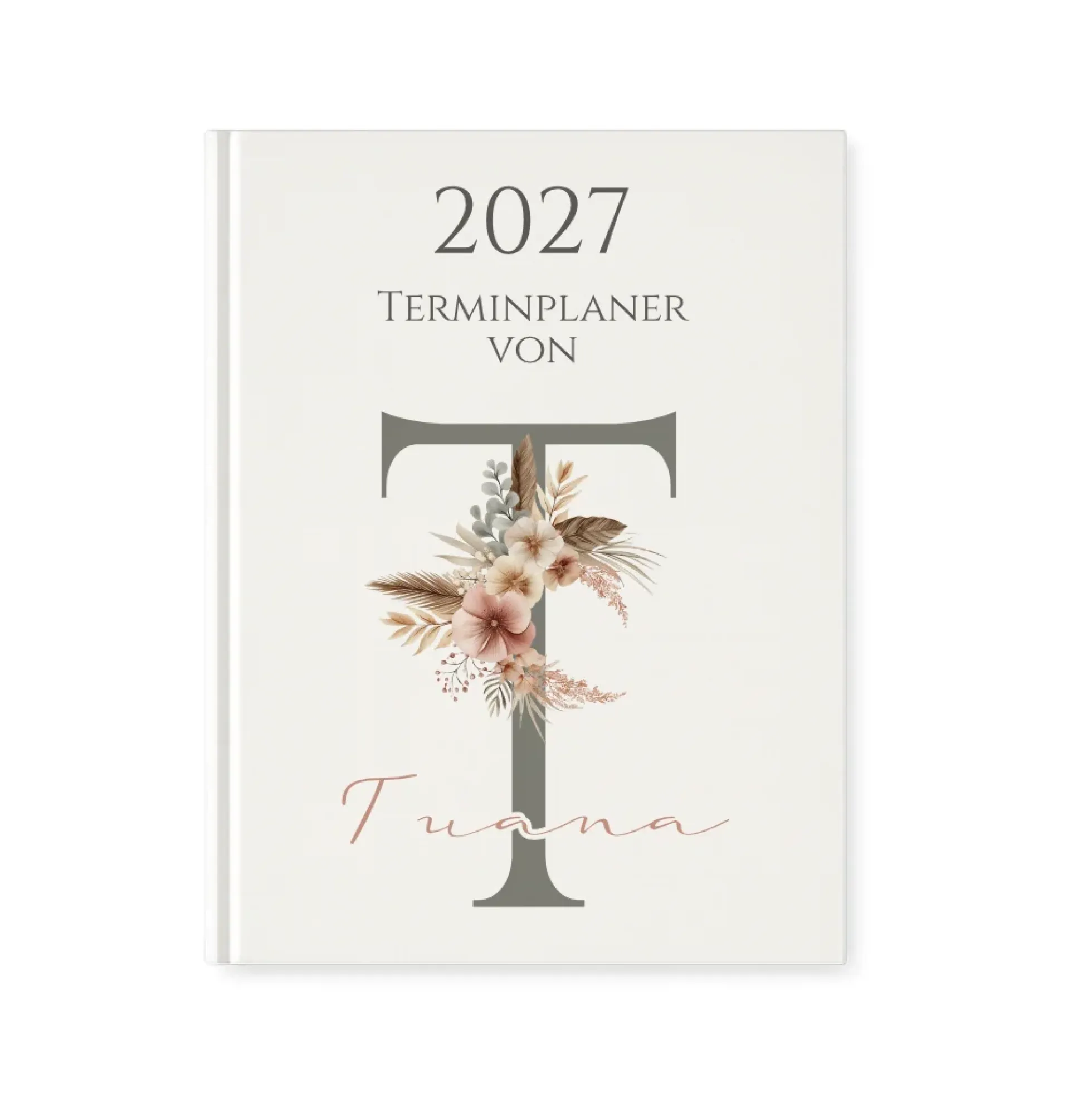 Personaliserter Buchkalender 2027 Din A5 | Hardcover Terminplaner mit Name | Wochenplaner Weiß