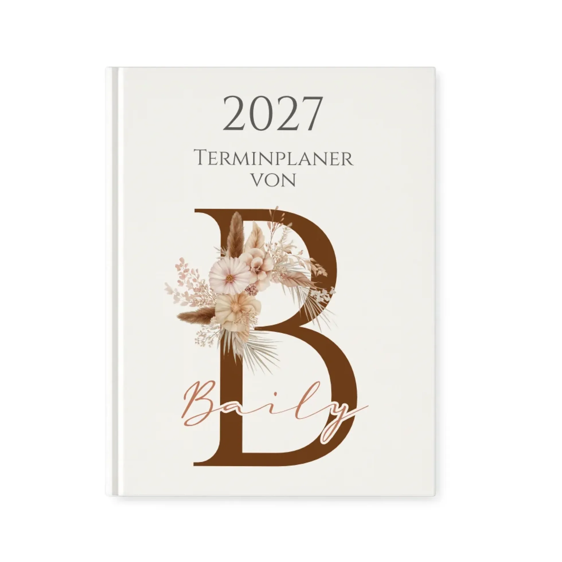 Personaliserter Buchkalender 2027 Din A5 | Hardcover Terminplaner mit Name | Wochenplaner Weiß