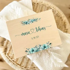Personalisierte Boho Erinnerungskiste als Geschenk zur Hochzeit, Holzbox für das Brautpaar, Hochzeitsgeschenk