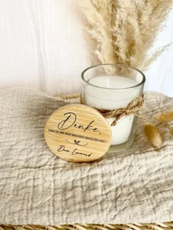 Personalisierte Duftkerze im Glas "Danke dass du mir beim Wachsen geholfen hast" mit Namen als Dankeschön für Erzieherin, Hebamme zum Abschied