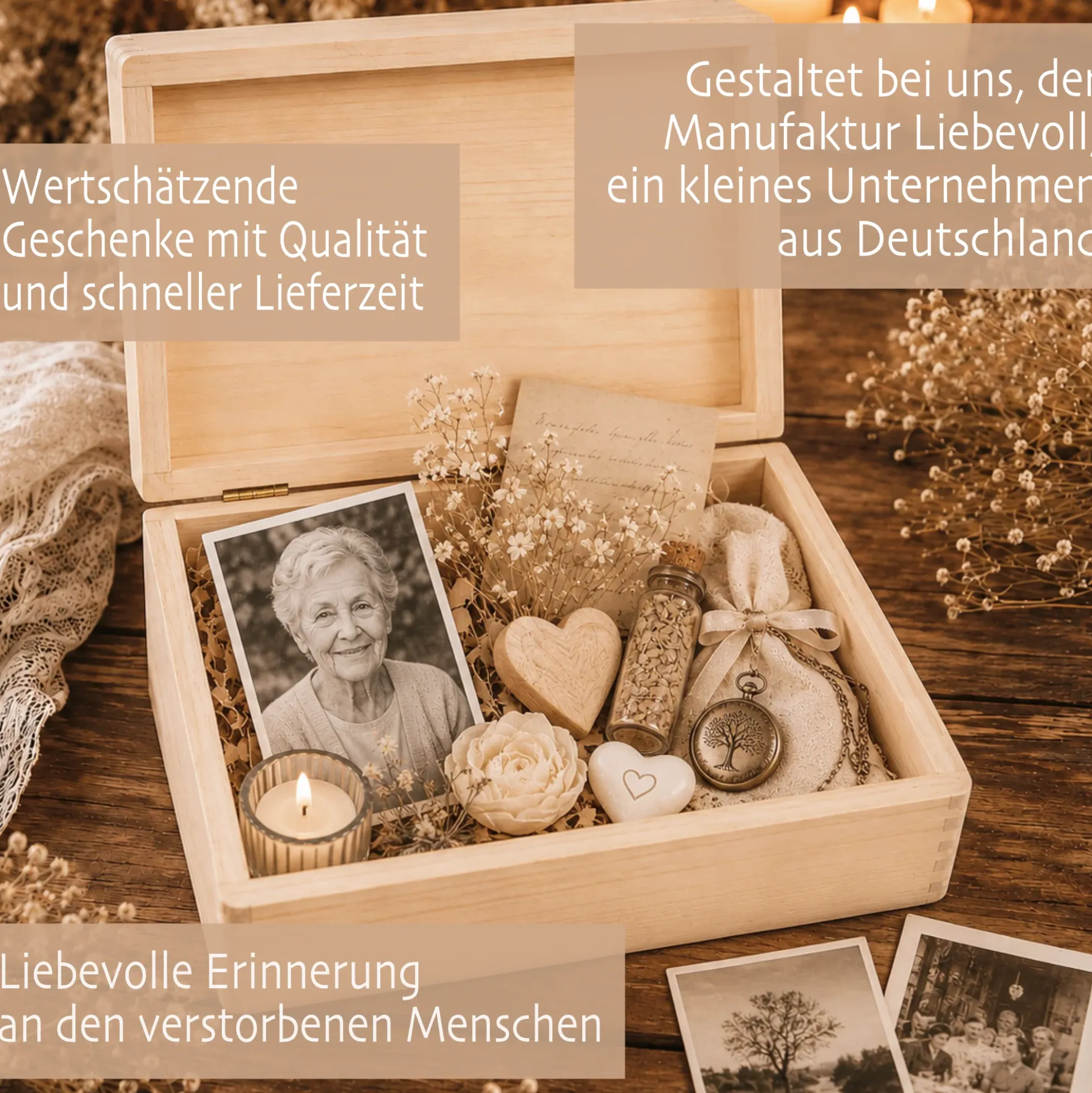 Personalisierte Erinnerungskiste Trauer mit Namen & Lebensdaten | Erinnerungsbox Verstorbene | Gedenkbox Holz | Andenken an geliebten Menschen | Trauergeschenk