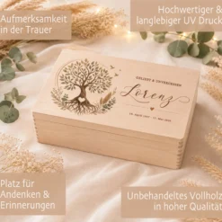 Personalisierte Erinnerungskiste Trauer mit Namen & Lebensdaten | Erinnerungsbox Verstorbene | Gedenkbox Holz | Andenken an geliebten Menschen | Trauergeschenk