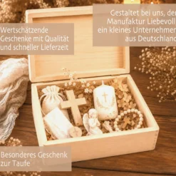 Personalisierte Erinnerungskiste Taufe mit Namen & Datum | Taufgeschenk Mädchen Junge | Holzbox Taufe | Geschenk zur Taufe Erinnerungsbox