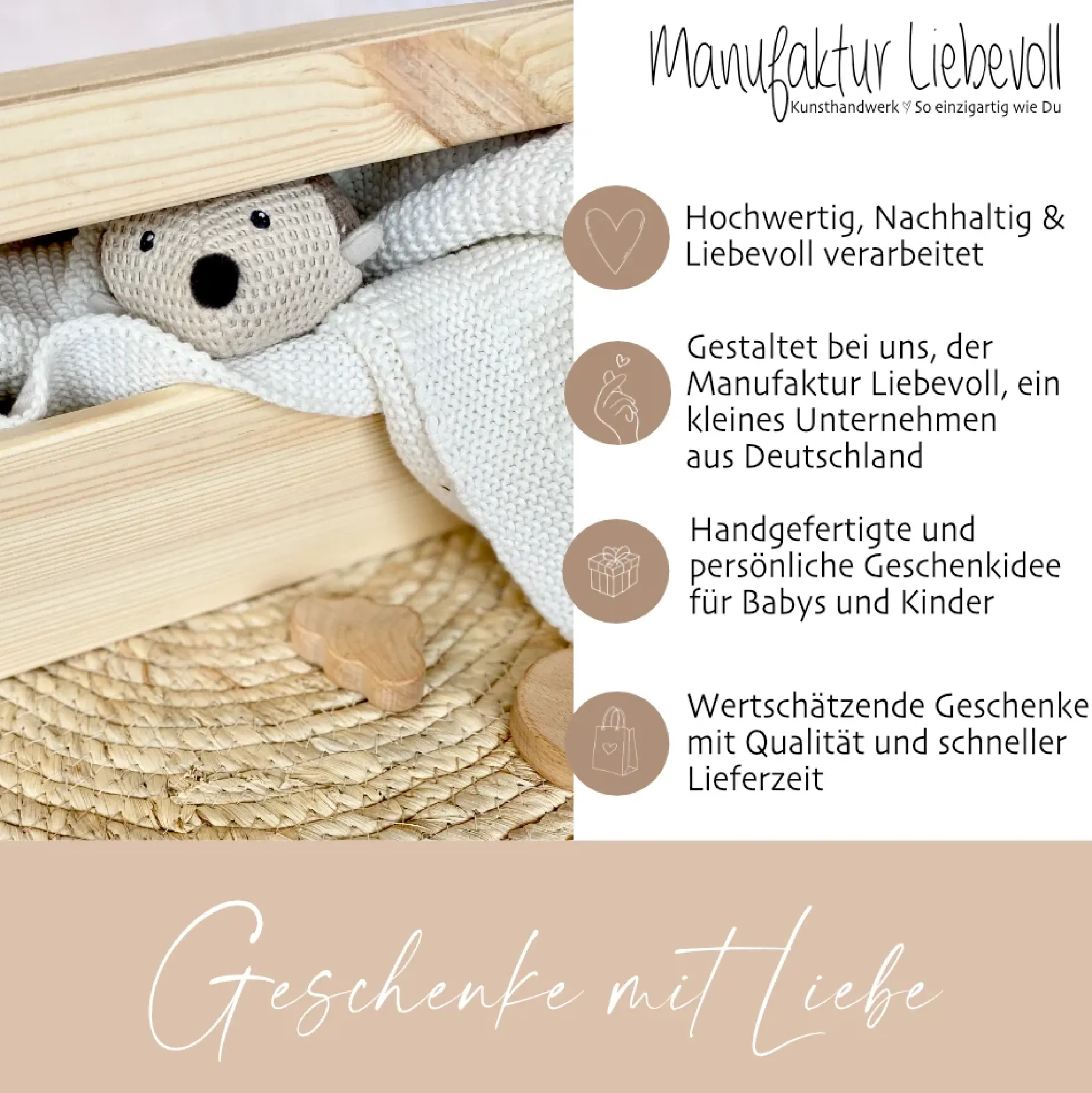 Personalisierte Erinnerungskiste "Aquarell Tiere" als Motiv für Babys zur Geburt und Taufe, Babygeschenk mit dem Namen, Holzkiste