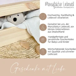 Personalisierte Erinnerungskiste mit Pony Motiv für Babys zur Geburt und Taufe, Babygeschenk mit dem Namen, Holzkiste
