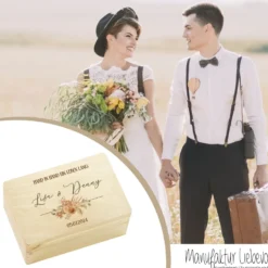 Personalisierte florale Erinnerungskiste zur Hochzeit, Holzbox als Geschenk für das Brautpaar, Hochzeitsgeschenk