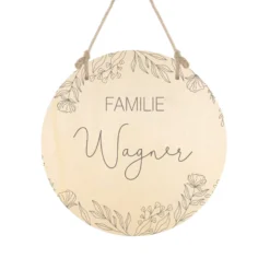 Personalisierte Fußmatte Floral mit dem Namen der Familie | Optional als Set mit Türschild erhältlich