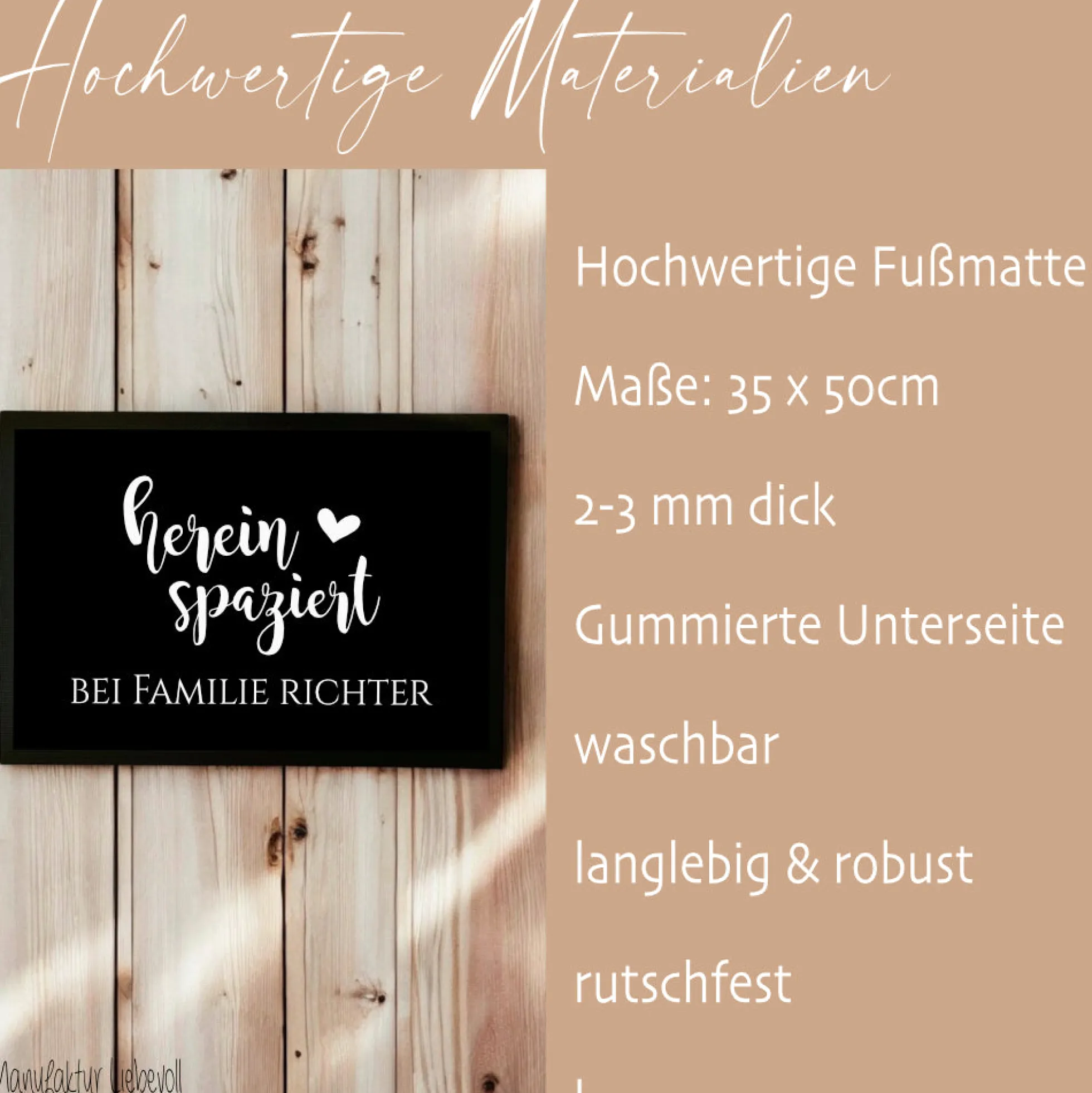 Personalisierte Fußmatte Hereinspaziert Fußmatte mit Namen Schmutzfangmatte Türmatte Geschenk Fussmatte Zuhause Familie