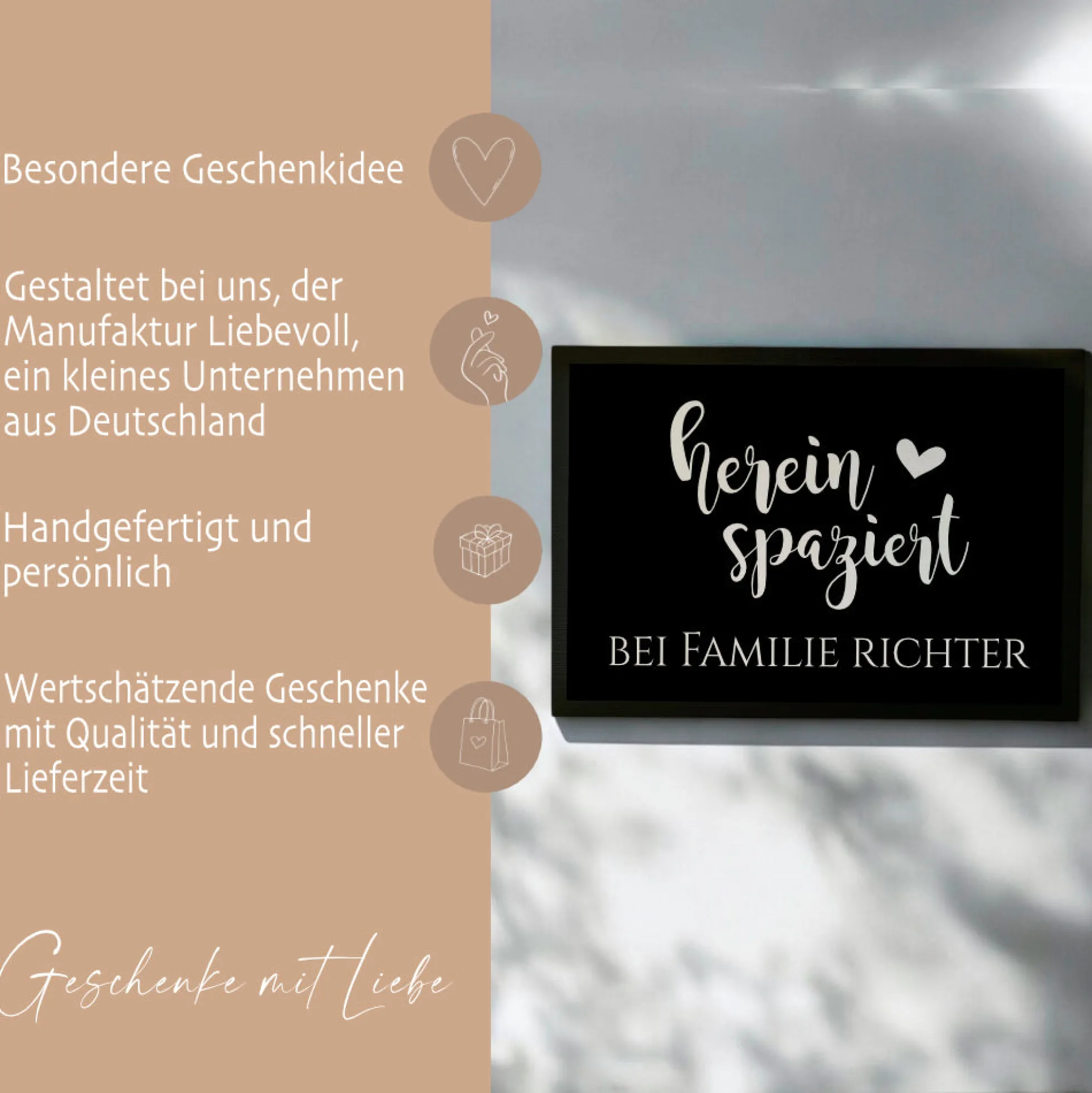 Personalisierte Fußmatte Hereinspaziert Fußmatte mit Namen Schmutzfangmatte Türmatte Geschenk Fussmatte Zuhause Familie
