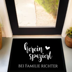 Personalisierte Fußmatte Hereinspaziert Fußmatte mit Namen Schmutzfangmatte Türmatte Geschenk Fussmatte Zuhause Familie