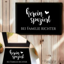 Personalisierte Fußmatte Hereinspaziert Fußmatte mit Namen Schmutzfangmatte Türmatte Geschenk Fussmatte Zuhause Familie