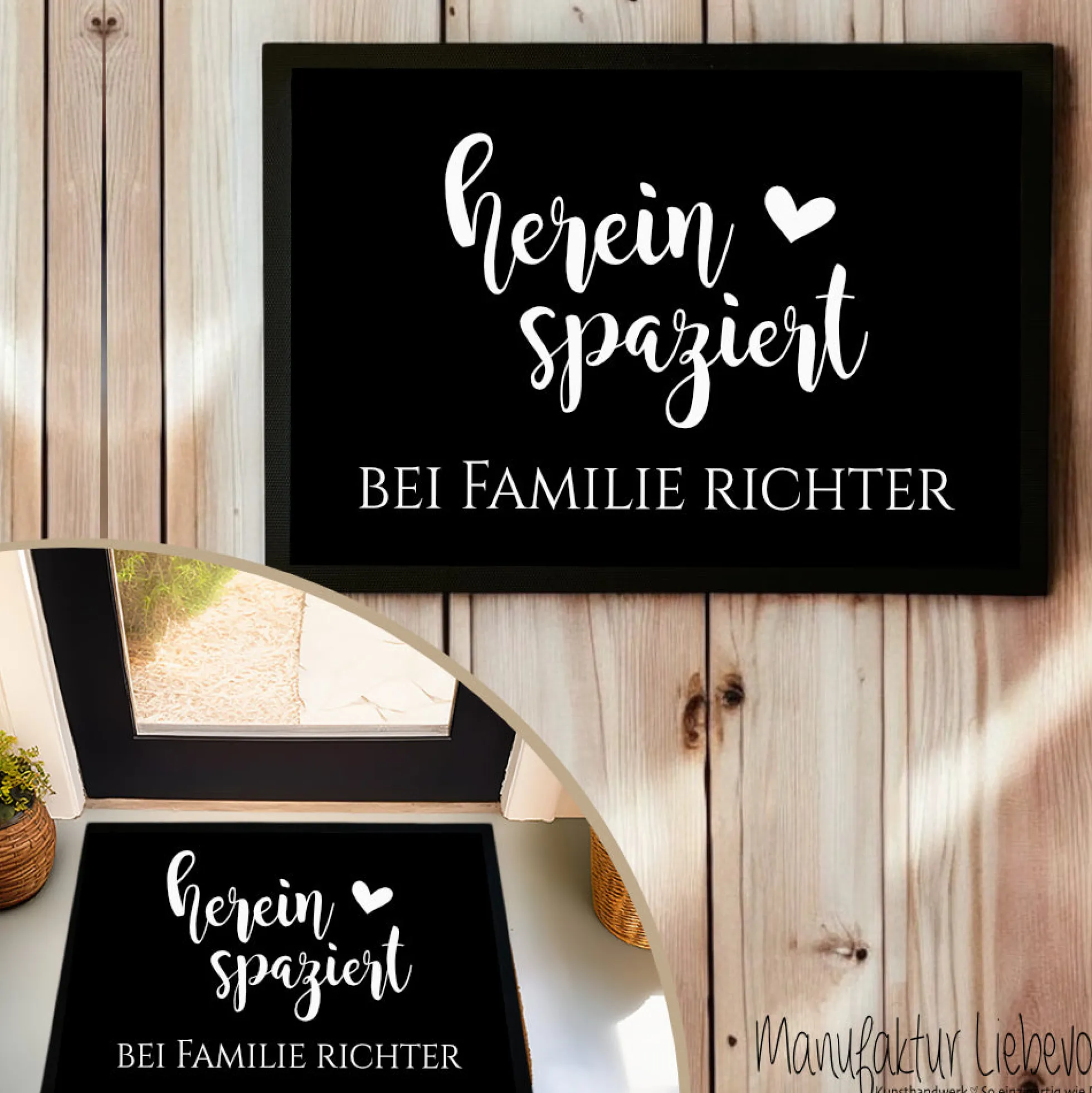 Personalisierte Fußmatte Hereinspaziert Fußmatte mit Namen Schmutzfangmatte Türmatte Geschenk Fussmatte Zuhause Familie