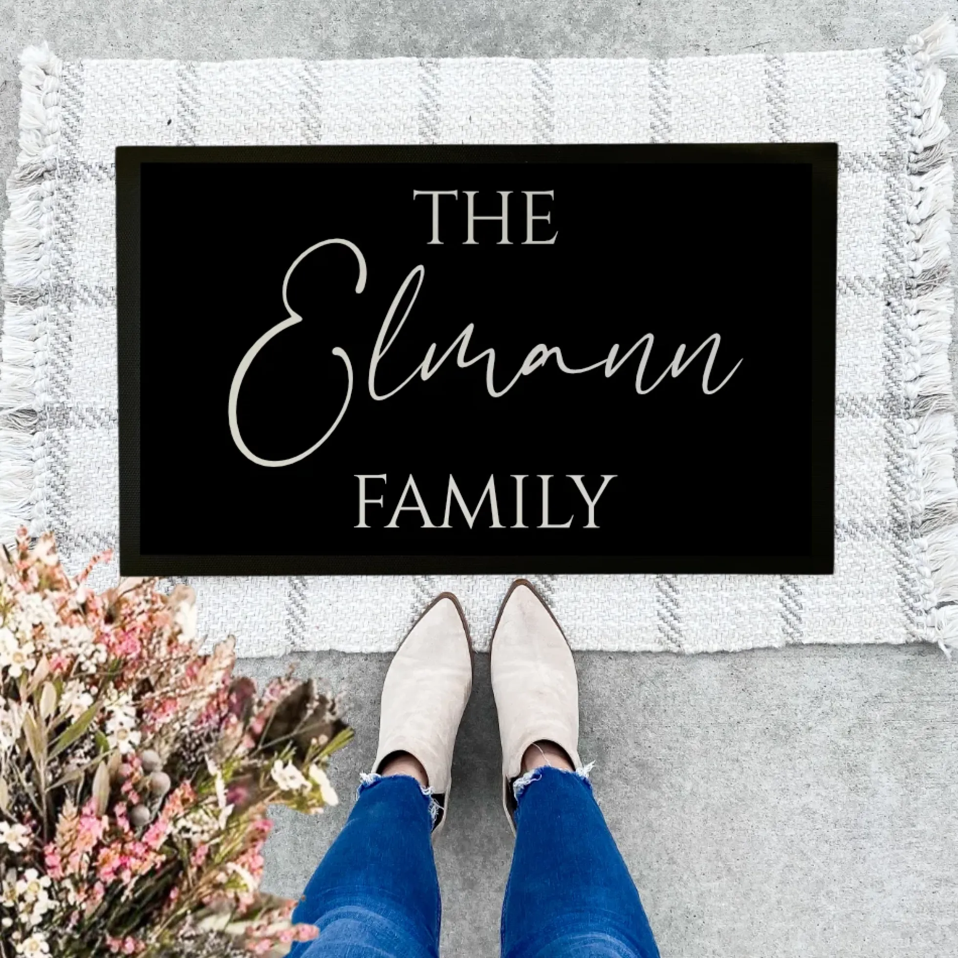 Personalisierte Fußmatte The Family Fußmatte mit Namen Schmutzfangmatte Türmatte Geschenk Fussmatte Zuhause Familie