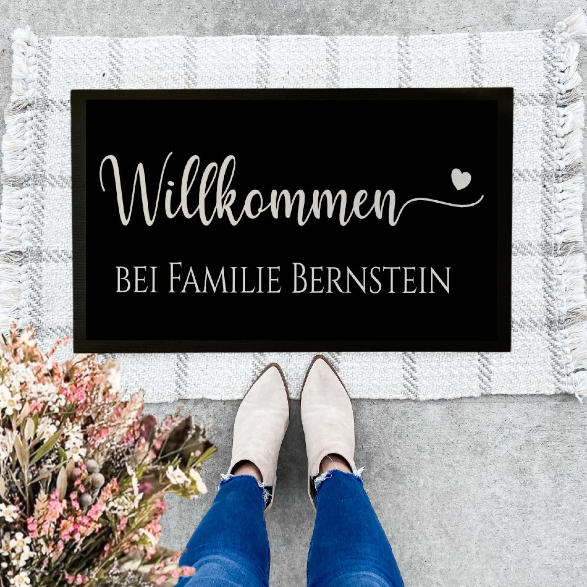 Personalisierte Fußmatte Willkommen Fussmatte Familie Schmutzfangmatte Türmatte Geschenk Umzug Familie Zuhause Fußmatte