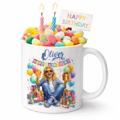 Personalisierte Geburtstags-Tasse mit Name – Lustiges Geschenk für Frauen & Männer