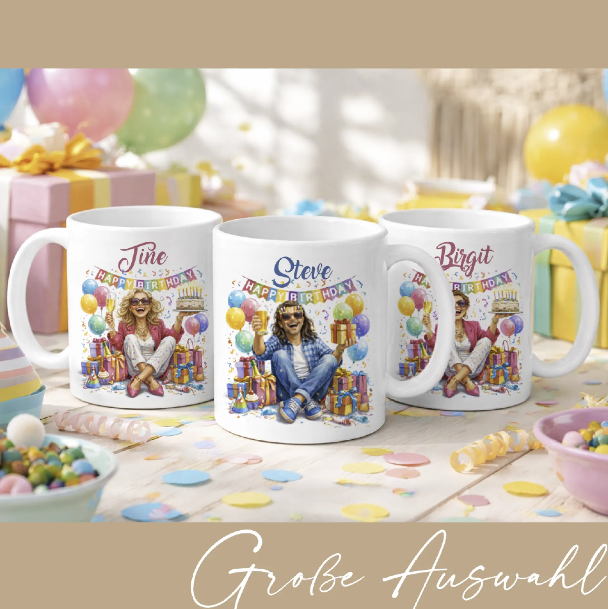 Personalisierte Geburtstags-Tasse mit Name – Lustiges Geschenk für Frauen & Männer