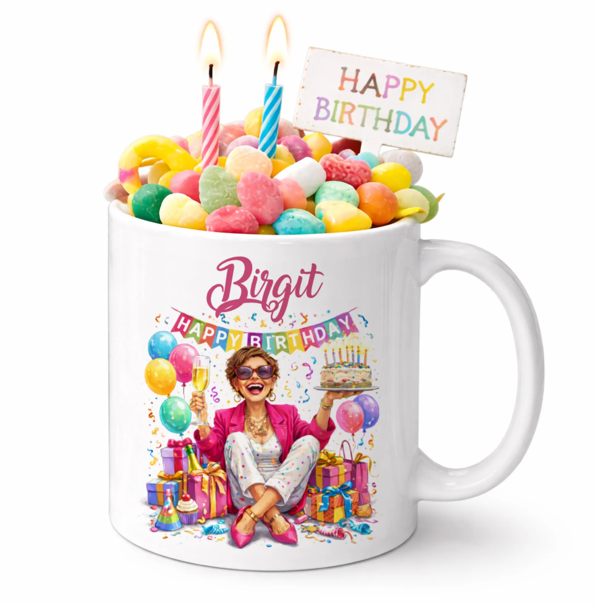 Personalisierte Geburtstags-Tasse mit Name – Lustiges Geschenk für Frauen & Männer
