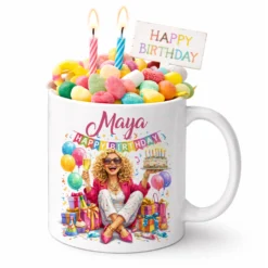 Personalisierte Geburtstags-Tasse mit Name – Lustiges Geschenk für Frauen & Männer
