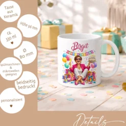Personalisierte Geburtstags-Tasse mit Name – Lustiges Geschenk für Frauen & Männer