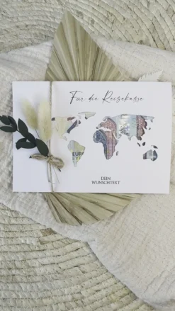 Personalisierte Geldgeschenk Karte Reisegutschein I Weltkarte | Geburtstagsgeschenk Reise | Hochzeitsgeschenk I Geschenk zur Hochzeit I persönliches Geschenk | Geld verschenken
