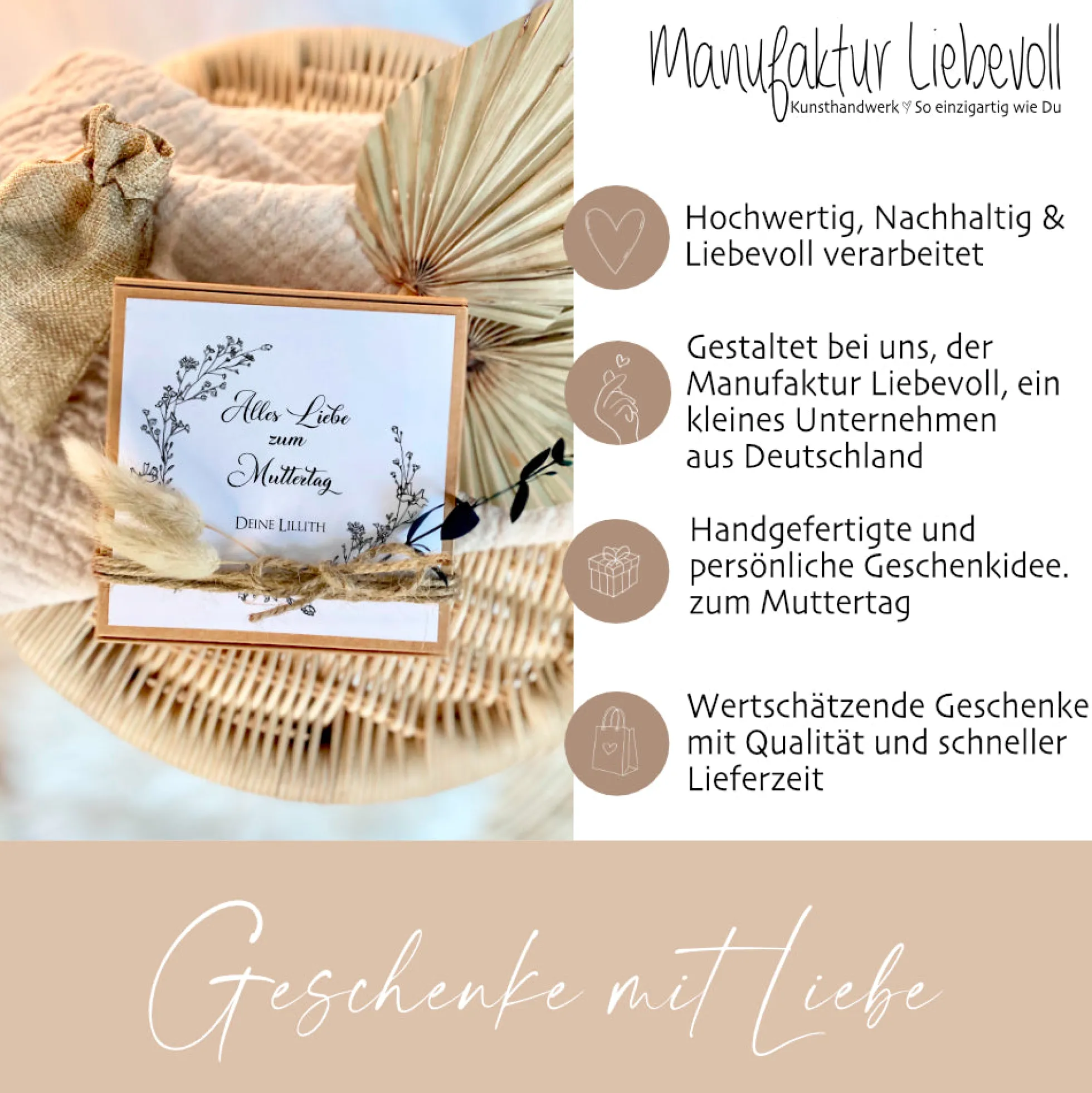 Personalisierte Geschenkbox zum Muttertag, Muttertagsgeschenk mit Wunschtext