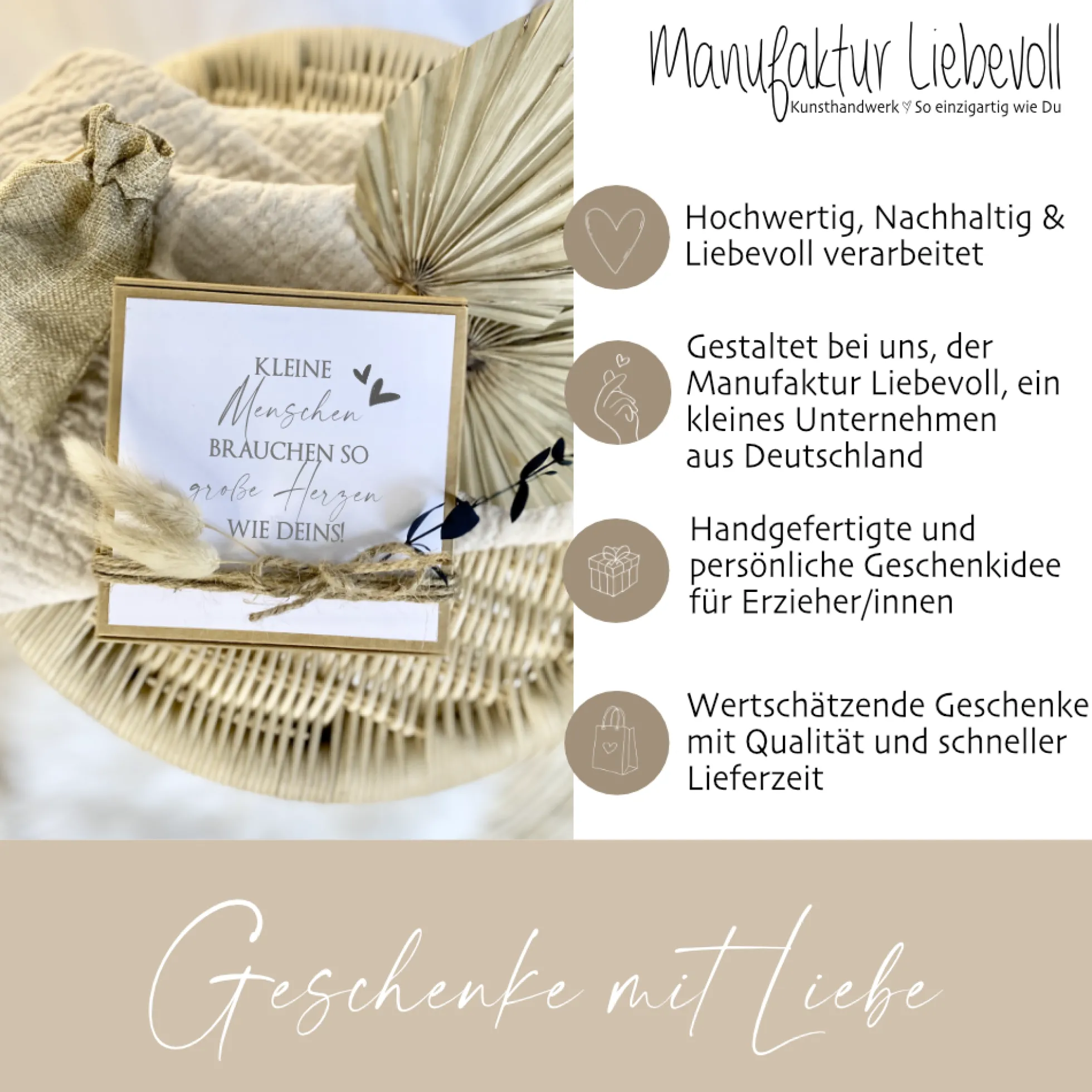 Personalisierte Geschenkbox Erzieherin, Geschenk mit Spruch & Blumen als Dankeschön zum Kindergarten Abschied