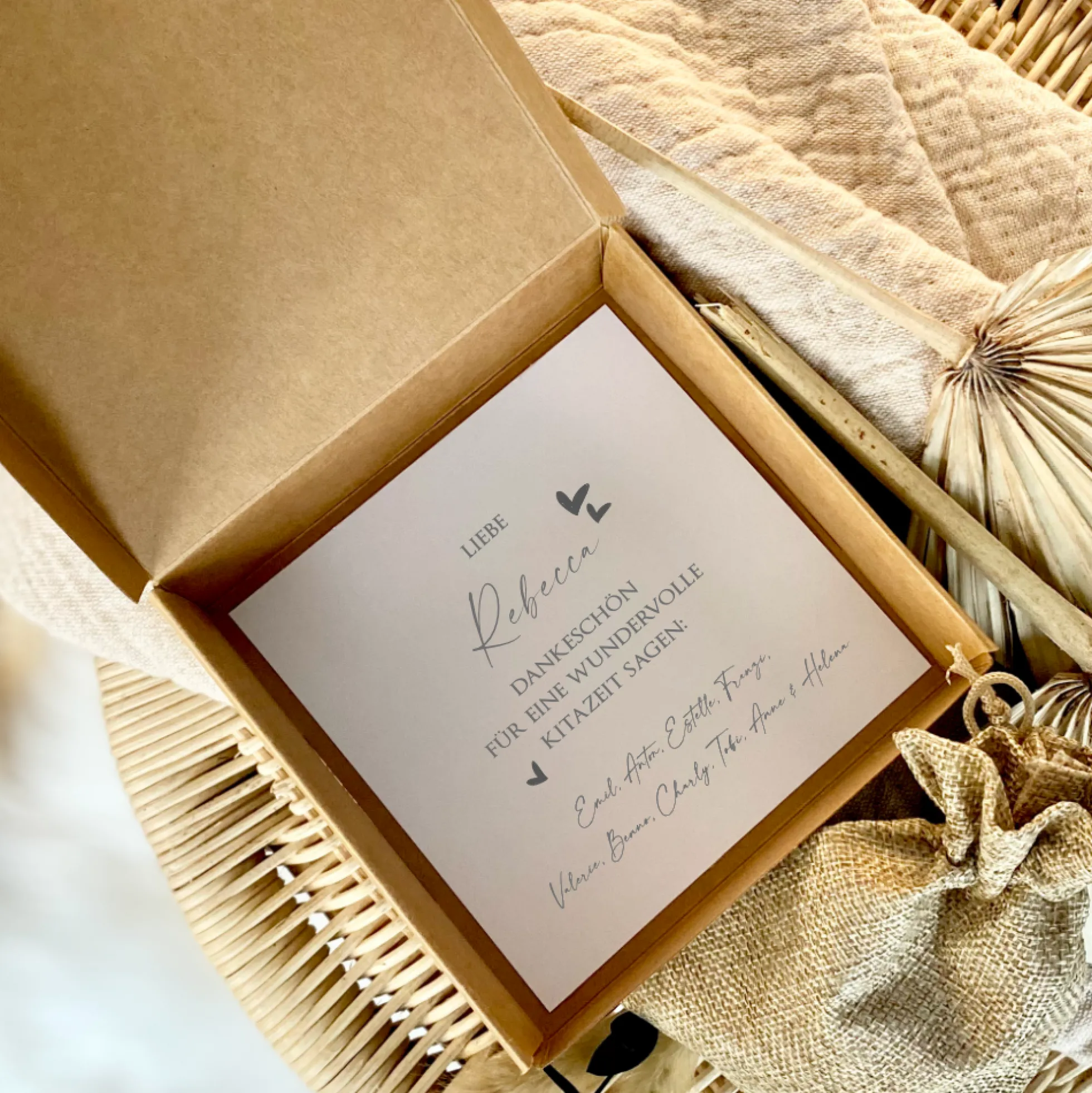 Personalisierte Geschenkbox Erzieherin, Geschenk mit Spruch & Blumen als Dankeschön zum Kindergarten Abschied