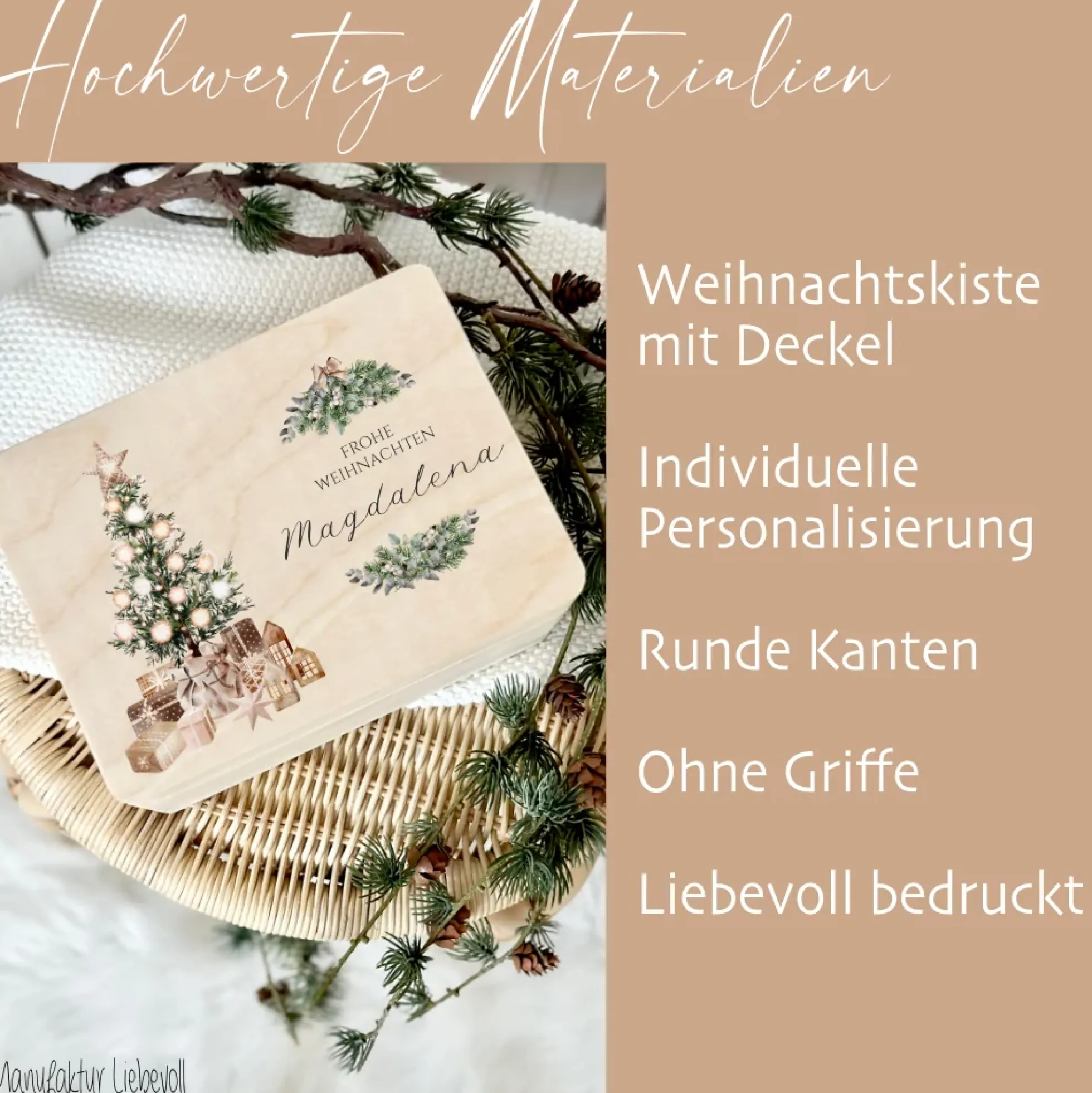 Personalisierte Heiligabend Box Holzbox Personalisiert Weihnachten Geschenk Frohe Weihnachten für Kinder Familie Frauen Freundin Holzkiste