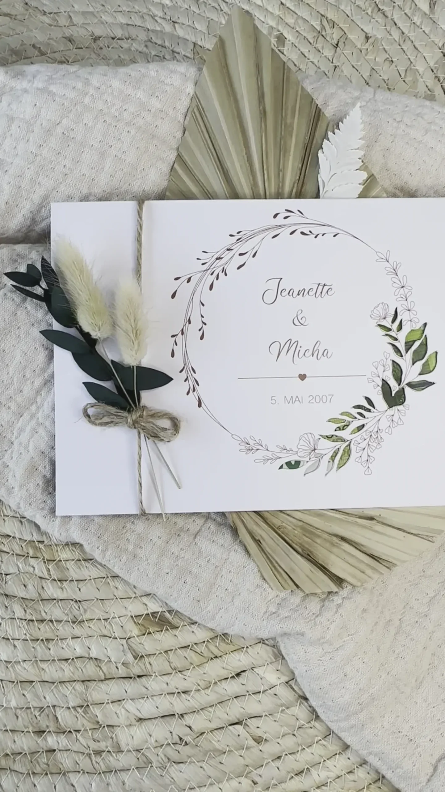 Personalisierte Hochzeitskarte Namen Datum Spruch I Geldgeschenk Karte Hochzeit I Hochzeitsgeschenk Blumen Kranz I persönliches Geschenk Trauung