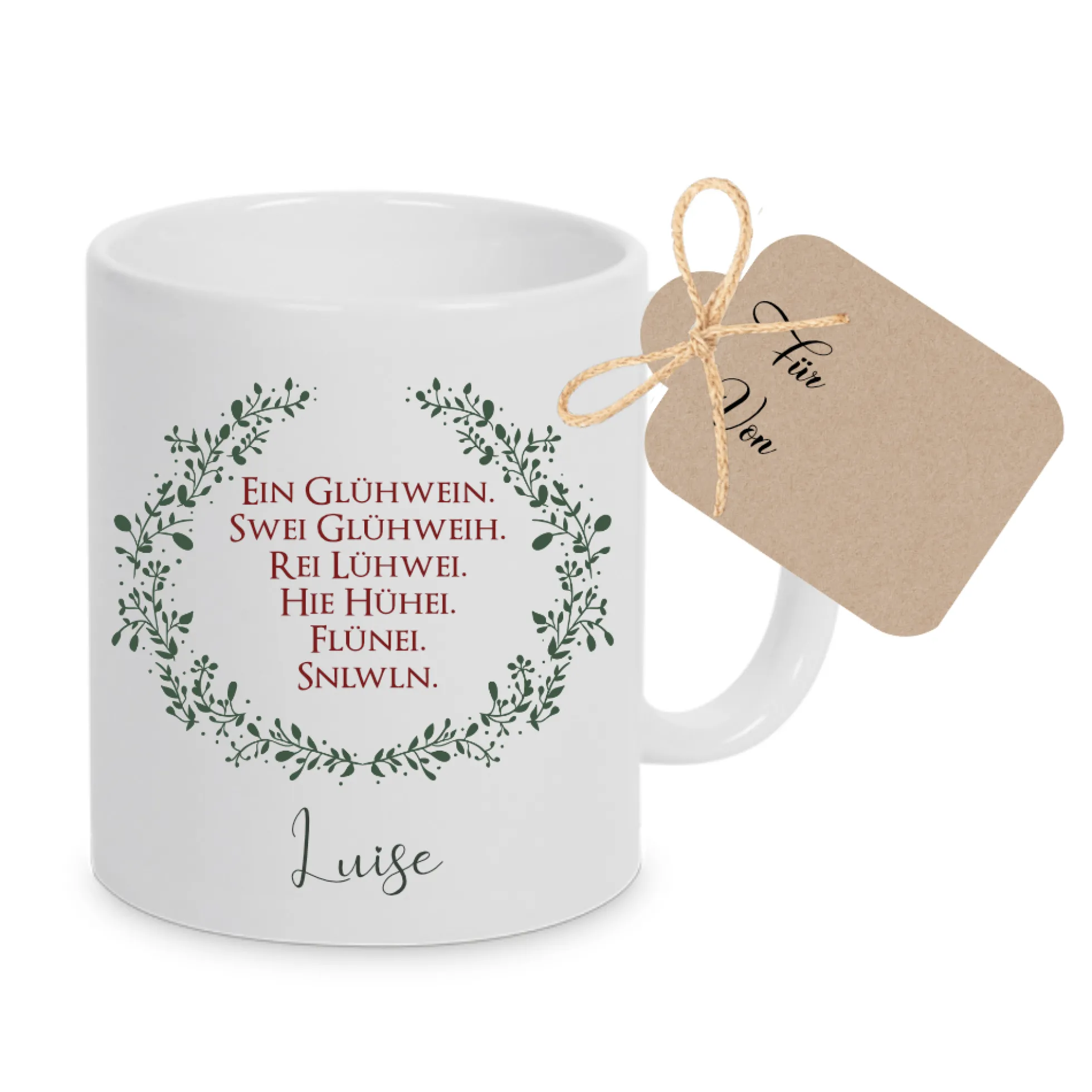 Personalisierte Keramiktasse "Glühwein" mit Spruch und Namen | Weihnachtliche Glühweintasse | Tasse aus Keramik zum Weihnachtsfest