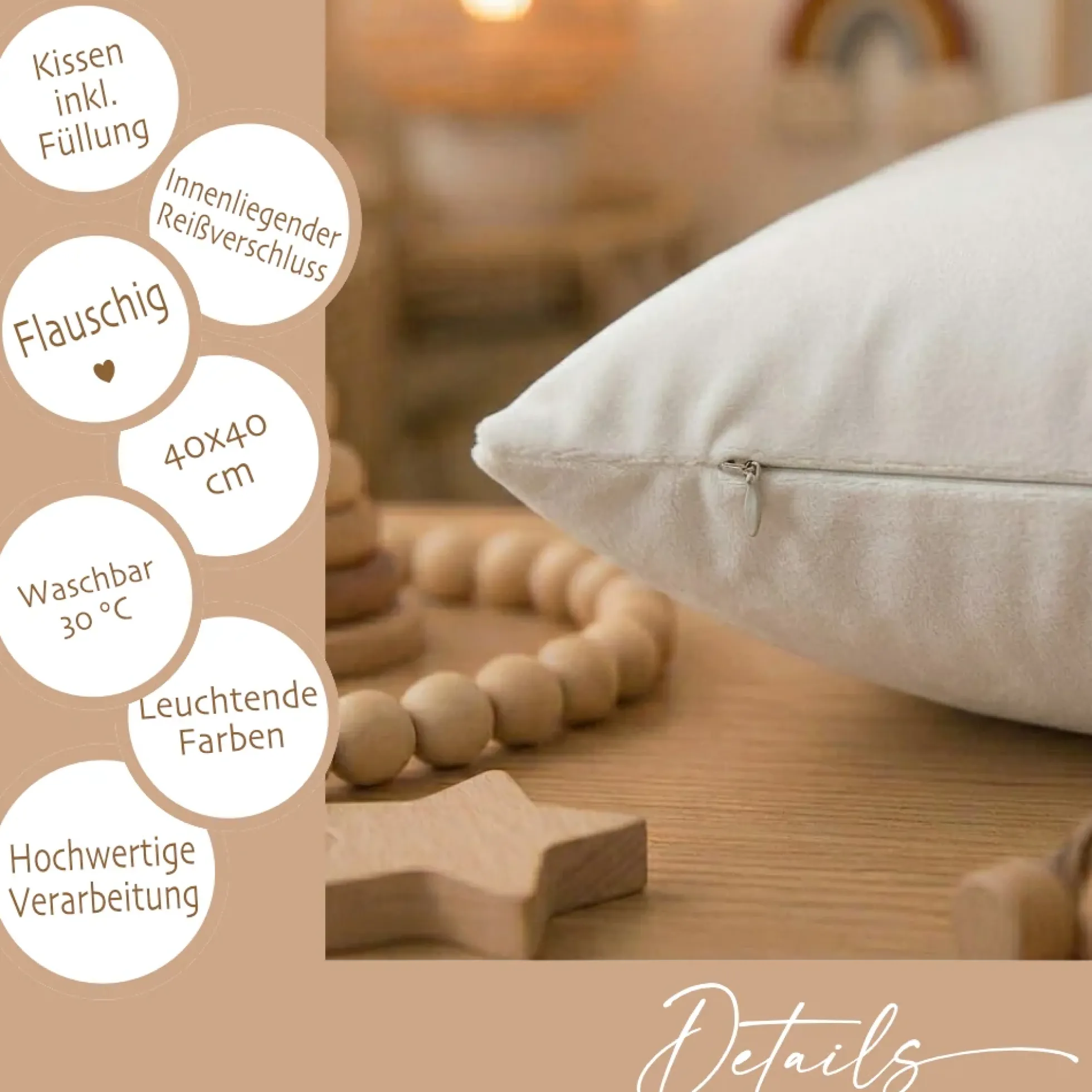 Personalisierte Kinderkissen mit Namen – Süße Waldtiere Motive im Boho-Stil – Flauschiges Kuschelkissen inkl. Füllung zur Geburt & Taufe
