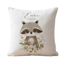 Personalisierte Kinderkissen mit Namen – Süße Waldtiere Motive im Boho-Stil – Flauschiges Kuschelkissen inkl. Füllung zur Geburt & Taufe
