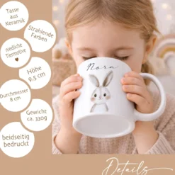 Personalisierte Kindertasse mit Namen – Niedliche Waldtiere