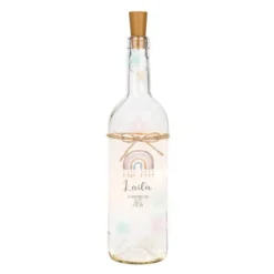Personalisierte Leuchtflasche "Regenbogen" mit bunten Lichtern | Besonderes Geschenk zur Geburt, schöne Dekoration u. persönliche Erinnerung | 2 Motivvarianten zur Auswahl
