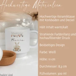 Personalisierte Ostertasse aus Kermik mit Korkboden, 3 Motive zur Auswahl