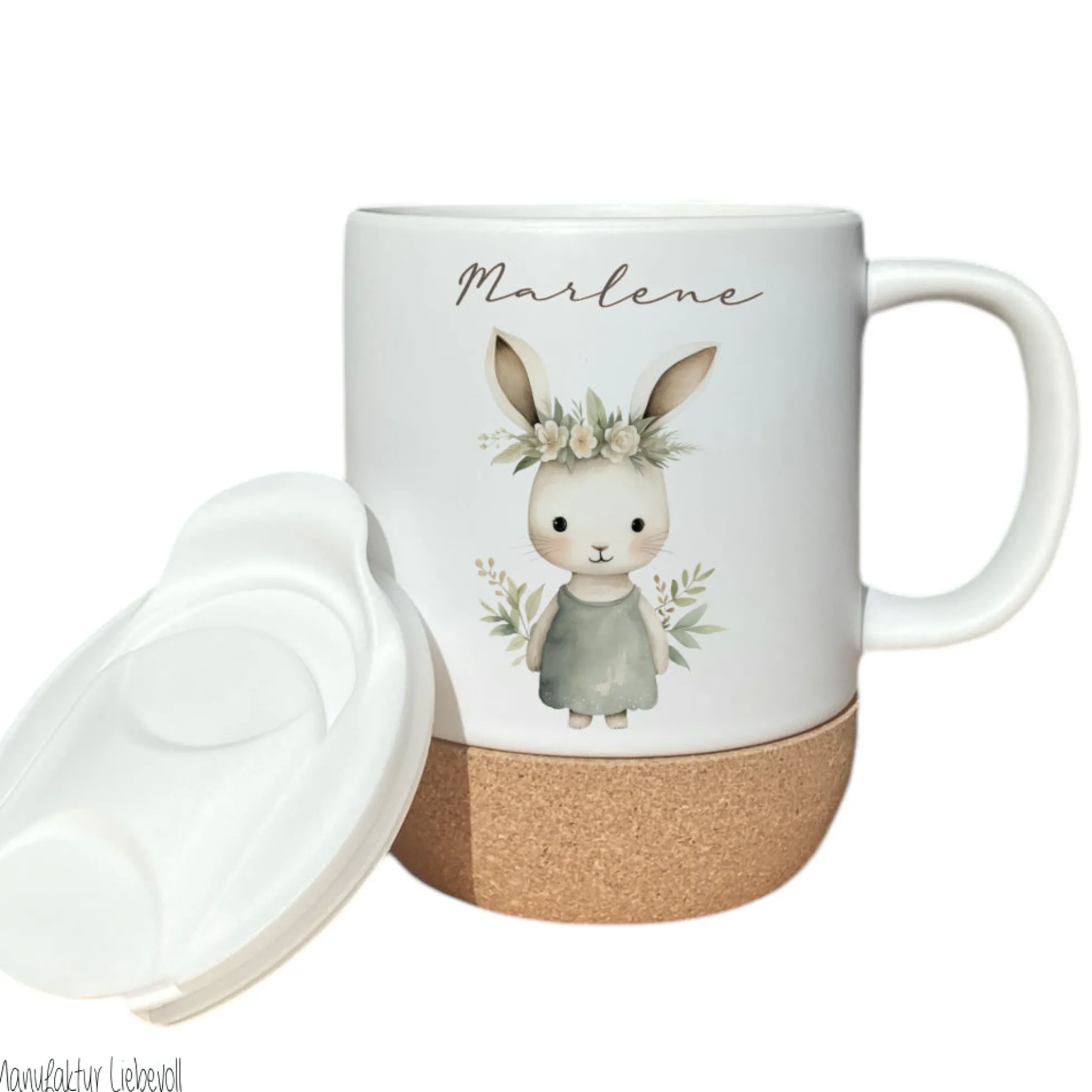 Personalisierte Ostertasse aus Kermik mit Korkboden, 3 Motive zur Auswahl
