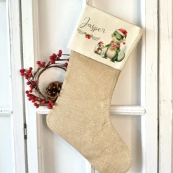 Personalisierter Dinosaurier Weihnachtsstrumpf für Jungen mit Namen zum Nikolaus und Weihnachten | Nikolausstrumpf Geschenkidee für Kinder I 7 Motivvarianten zur Auswahl