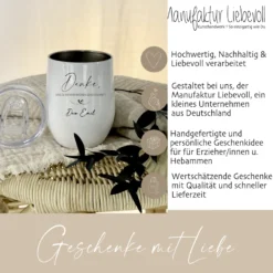 Personalisierter Edelstahlbecher als Dankeschön für Erzieher/innen u. Hebammen | Individuelles Dankeschön