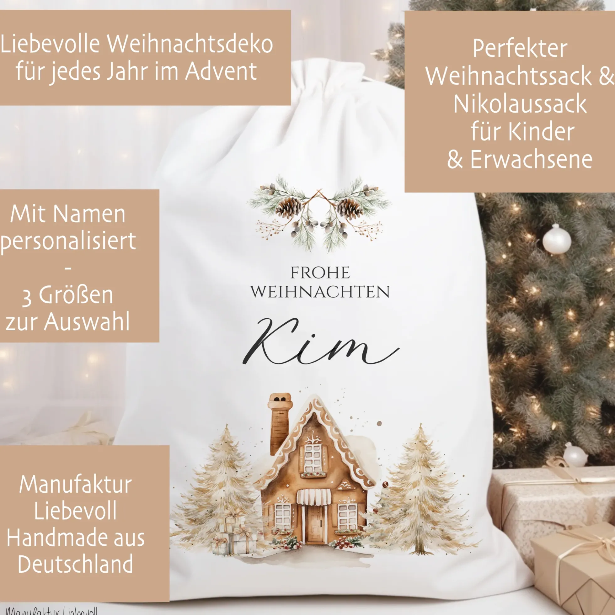 Personalisierter Geschenkesack zum Befüllen für Kinder und Erwachsene zu Weihnachten