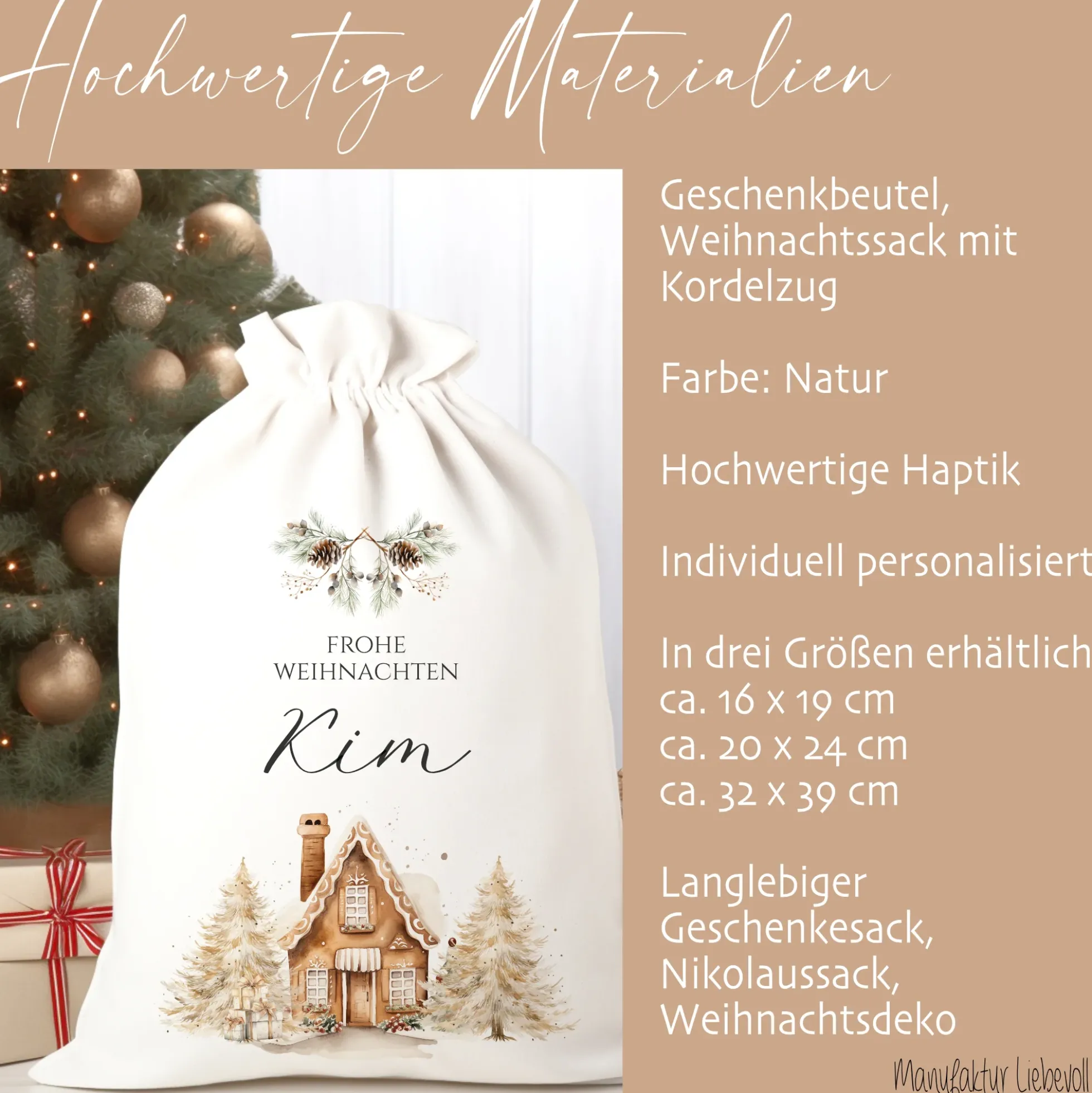 Personalisierter Geschenkesack zum Befüllen für Kinder und Erwachsene zu Weihnachten