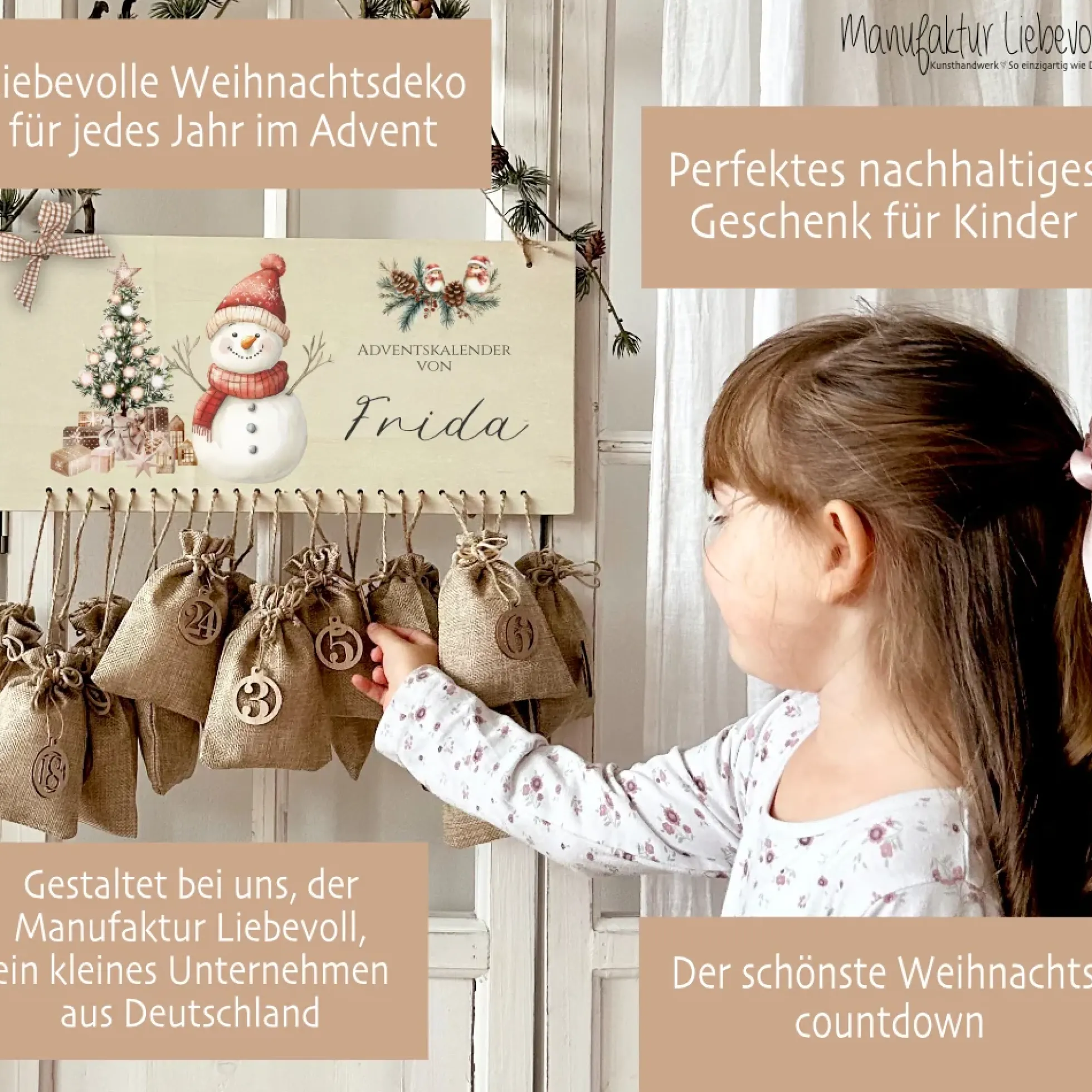 Personalisierter " Schneemann " Adventskalender mit Namen für Kinder zum Befüllen Zur Adventszeit