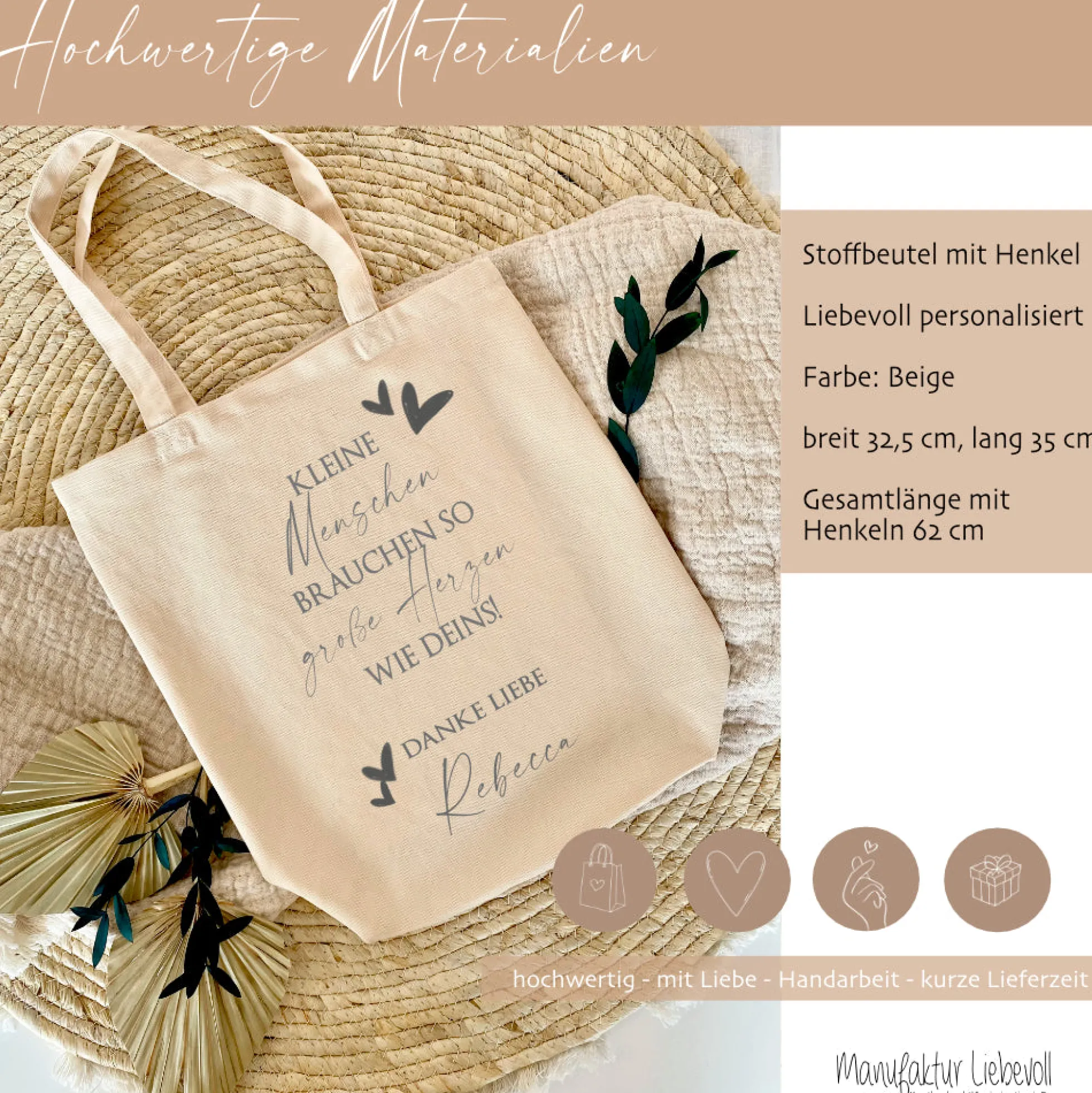 Personalisierter Stoffbeutel für Erzieherinnen, Hebammen, Lehrerinnen | Stofftasche als Dankeschön, zum Abschied