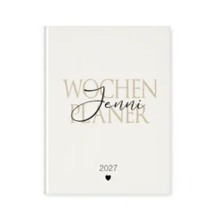 Personalisierter Terminplaner 2027 Din A5 | Hardcover Buchkalender mit Name | Weißes Cover, Modernes Design